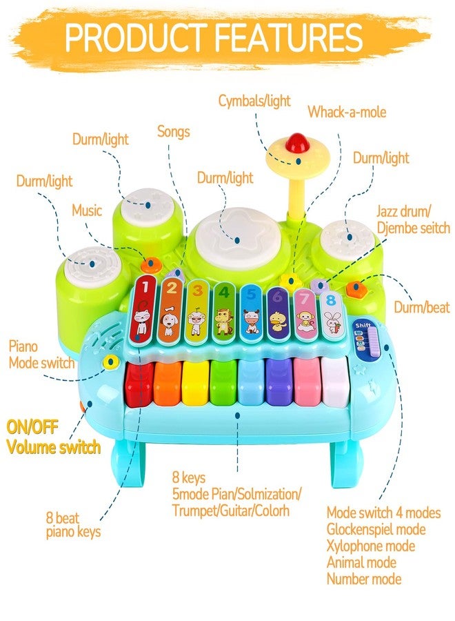 AugToy Baby Musical Toys 3 in 1 Piano Keyboard Xylophone Drum Set for 1 Year Old Girls Boys Toys Age 2 Music Instrument Learning Toys Toddlers 1-3 0-2 First Birthday Gift Infant Baby Toys 6 9 12 18 Month - Image 2